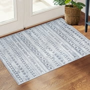 Suelur 2x3 Rugs for Entryway Gray Thin Small Area Rugs Washable Rugs Non-Slip Ultra Soft Print Vintage Geometric Low-Pile Indoor Door Mat Floor Carpet for Entrance Kitchen Bathroom